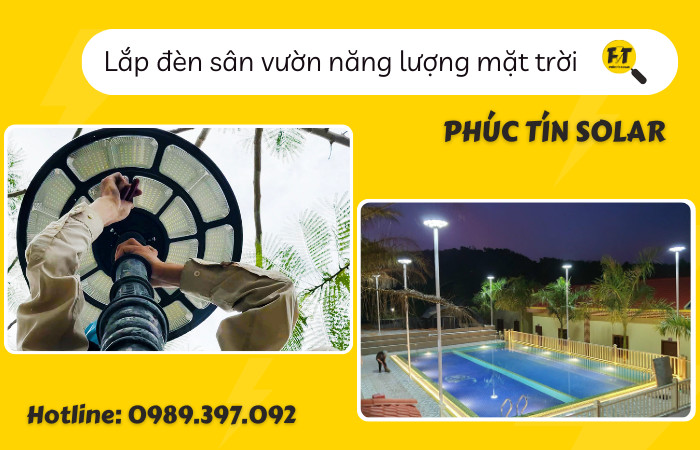 Lắp đèn chiếu sáng sân vườn năng lượng mặt trời